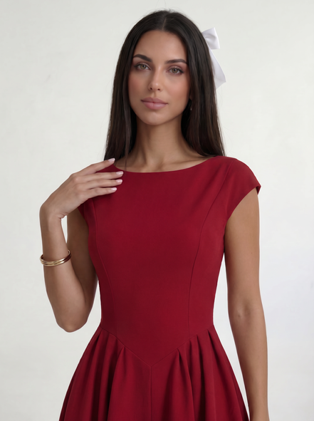 Red Ivory Silhouette Dress