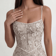 Beige Noir Éclipse Gown