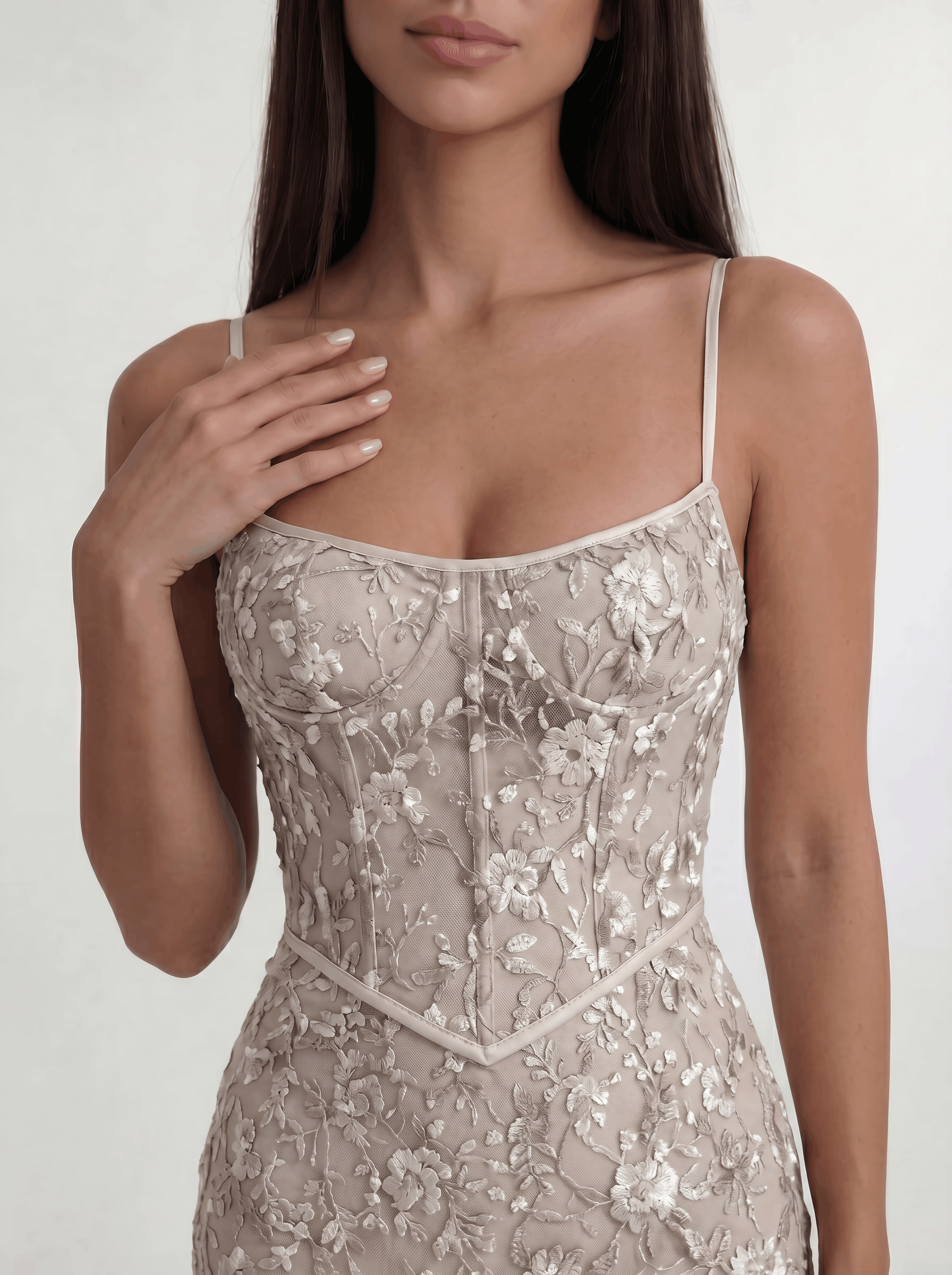 Beige Noir Éclipse Gown