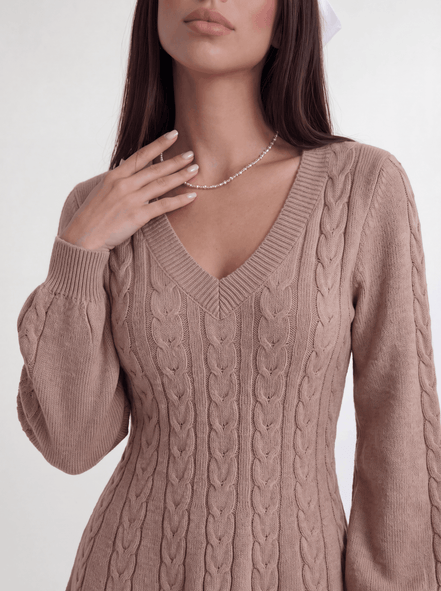 Brown Odalie Blush Knit Mini Dress
