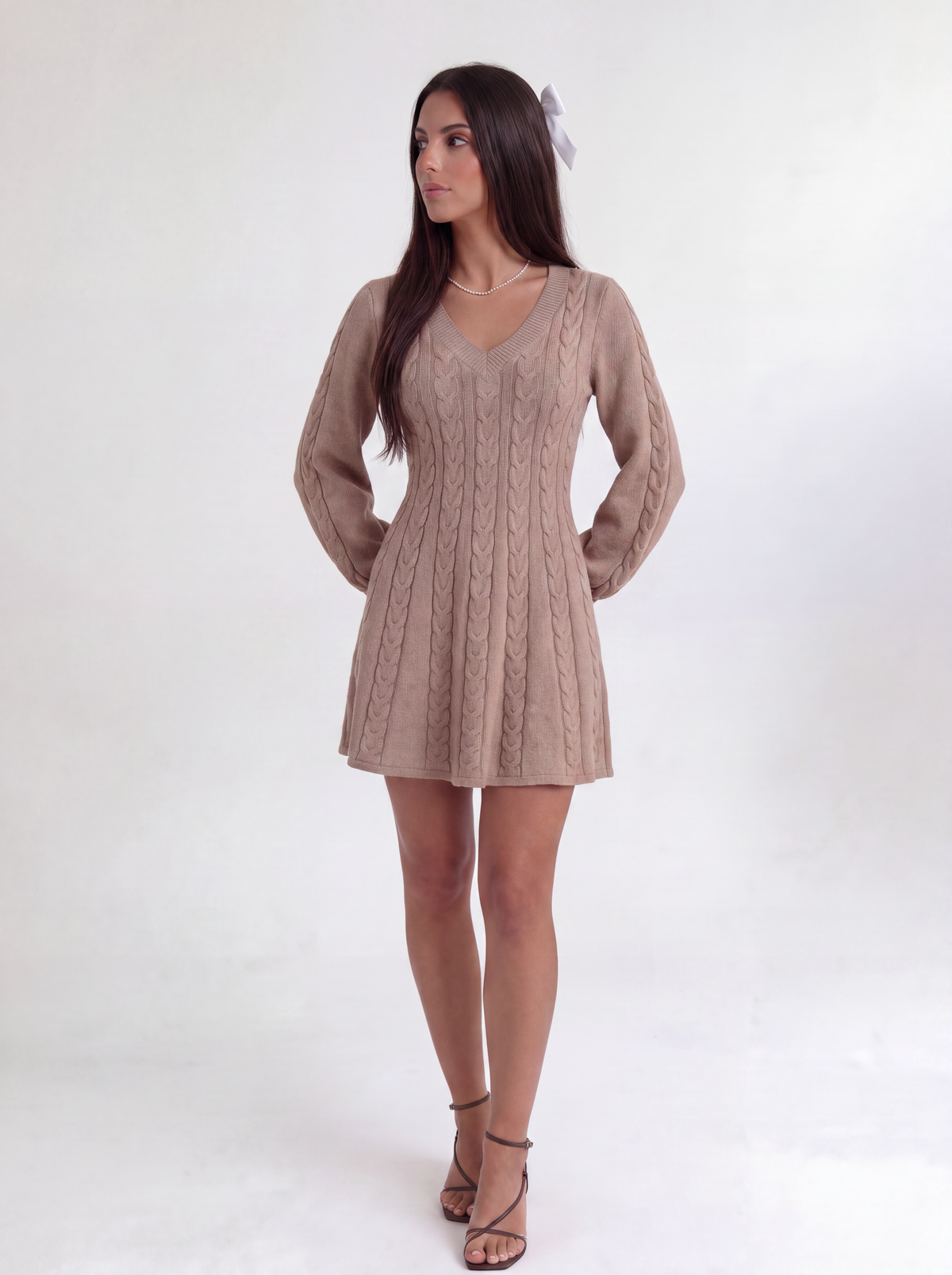 Brown Odalie Blush Knit Mini Dress