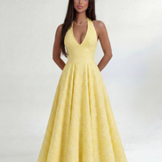 Yellow Elara Halter Midi Dress
