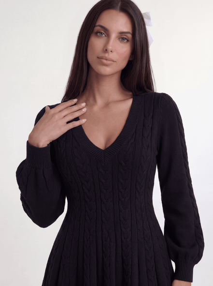 Black Odalie Blush Knit Mini Dress