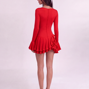 Red Fleurette Ruffle Mini Dress