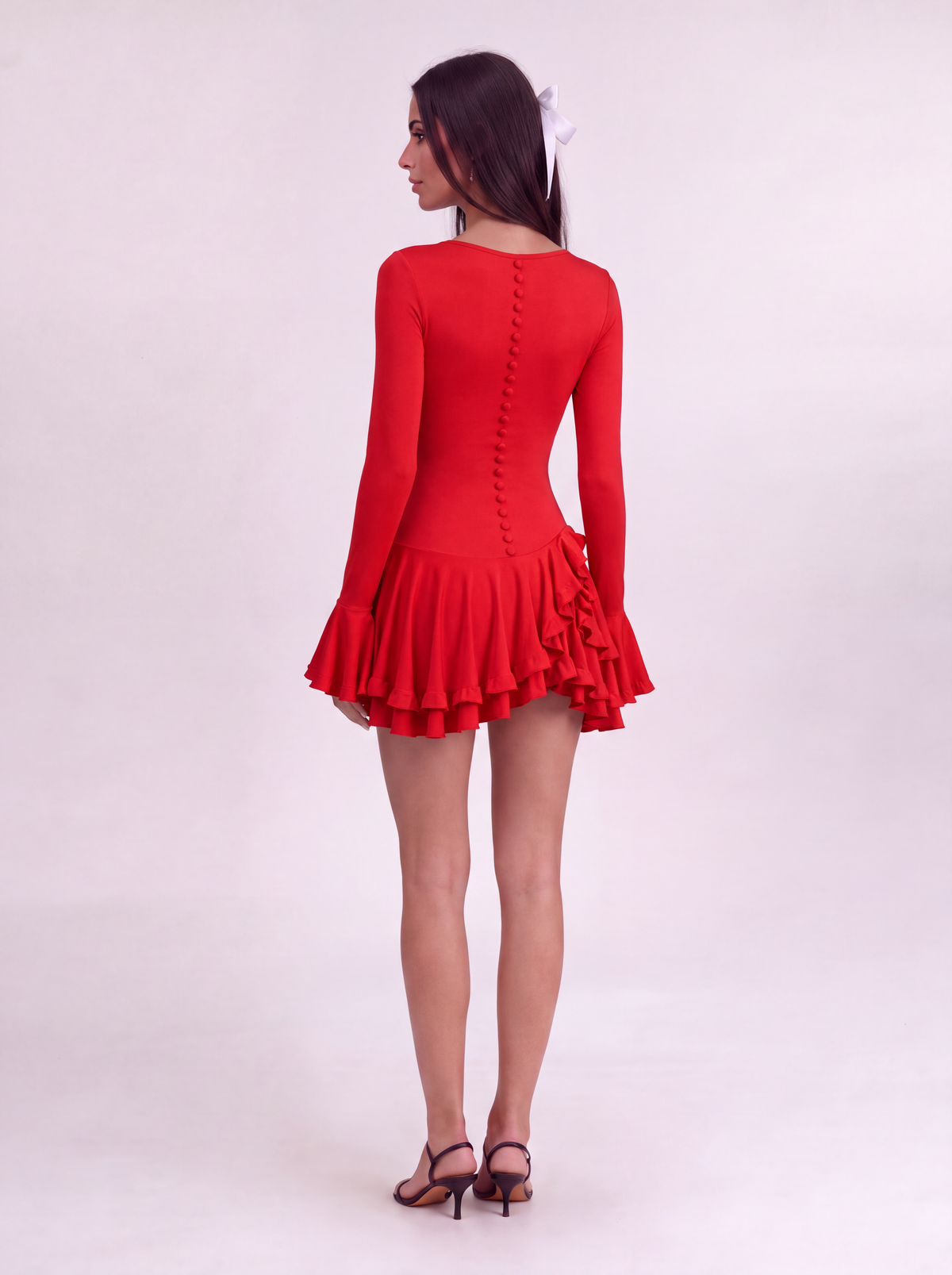 Red Fleurette Ruffle Mini Dress