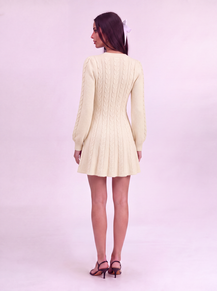 White Odalie Blush Knit Mini Dress