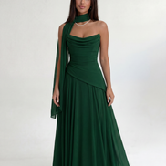 Forest Green Midi Drape Gown
