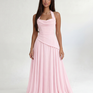 Pink Midi Drape Gown