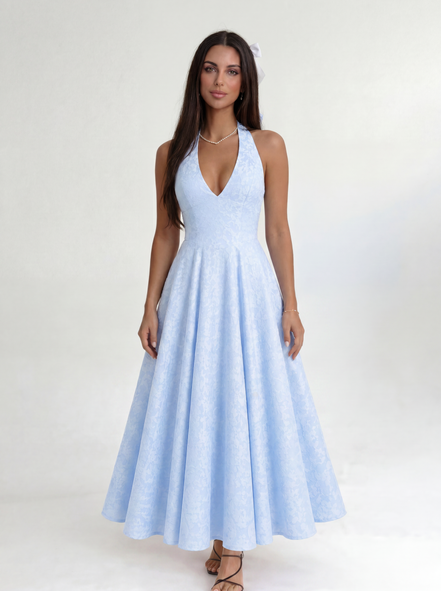 Azure Elara Halter Midi Dress