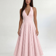 Pink Elara Halter Midi Dress