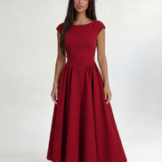 Red Ivory Silhouette Dress