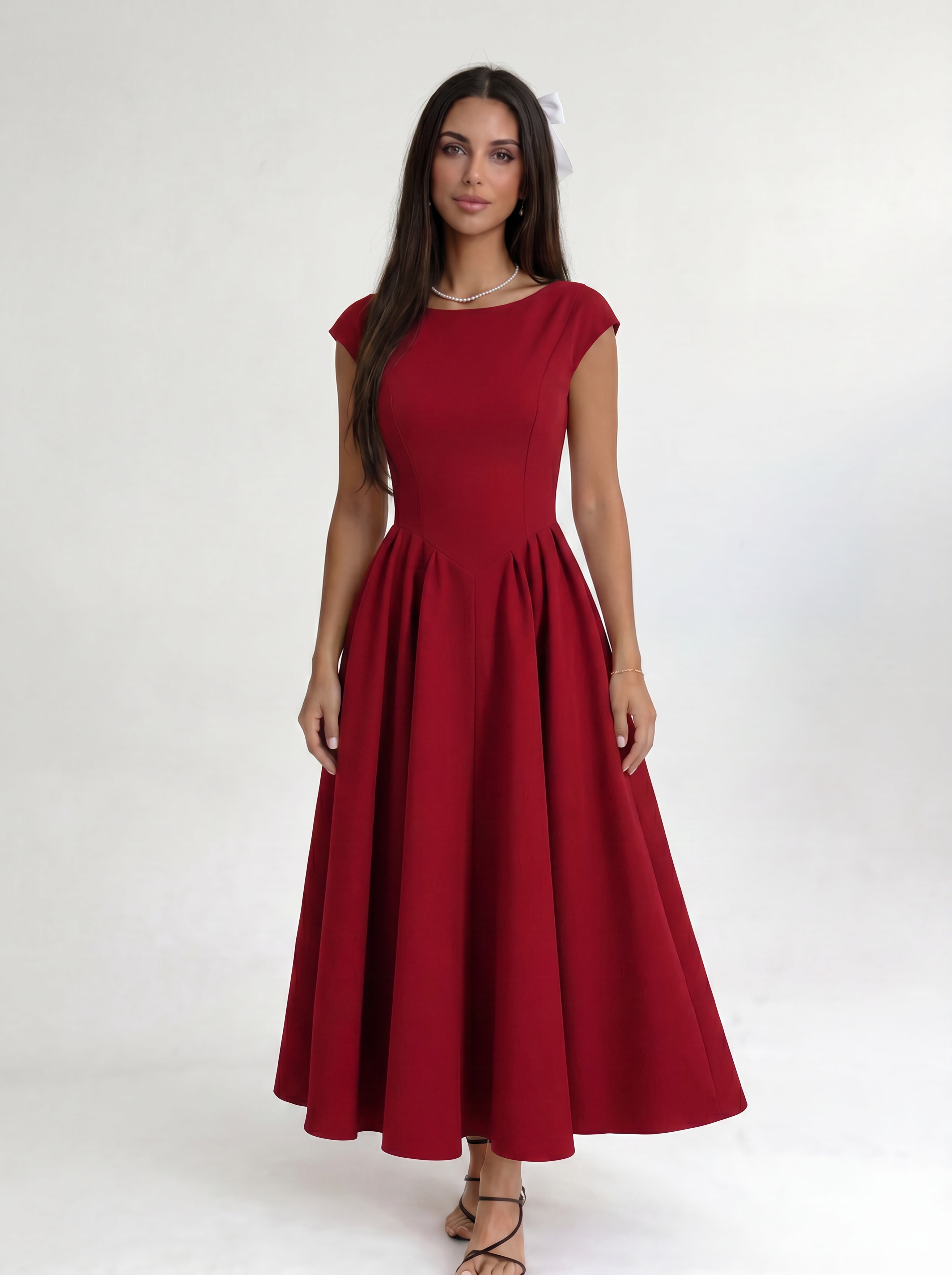 Cavelle Noire – Red Ivory Silhouette Dress