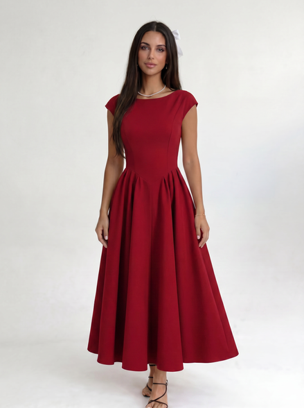 Red Ivory Silhouette Dress