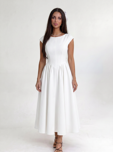 White Ivory Silhouette Dress