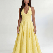 Yellow Elara Halter Midi Dress